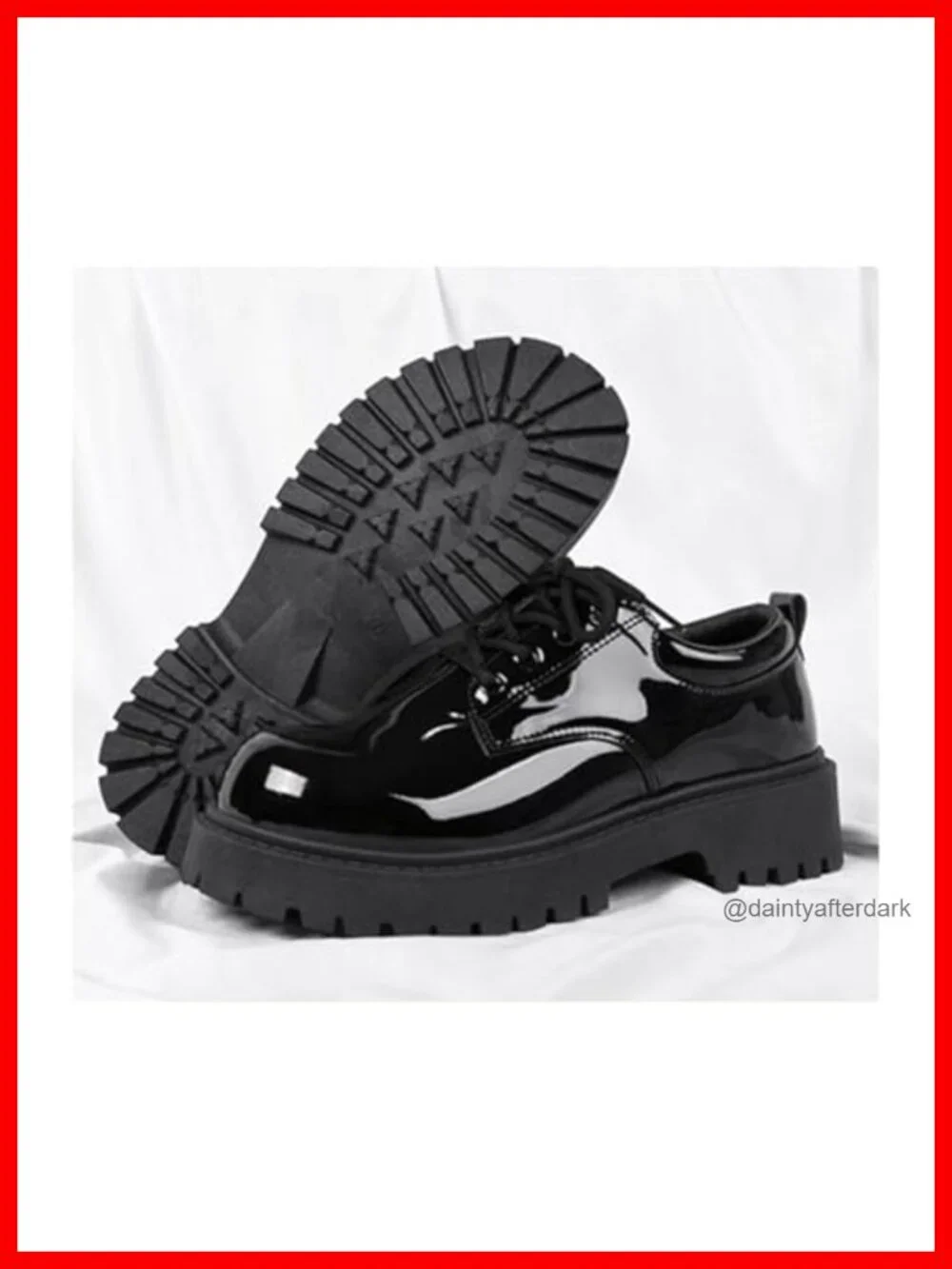 Men's Chunky Platform Oxfords Patent Leather Lace Up Dress Shoes